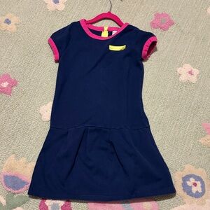 Gymboree Girls Navy Dress with Pink Trim